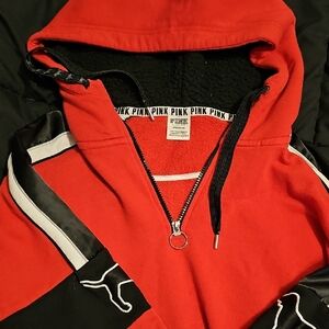 Victoria's Secret PINK Black and Red Hoodie. Have 2 Available. Also A Medium